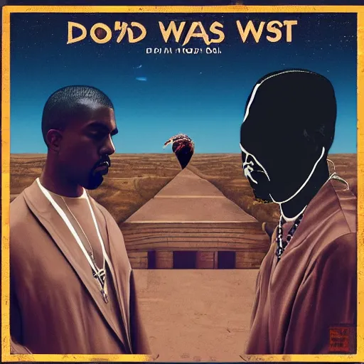 Prompt: Surrealism rap album cover for Kanye West DONDA 2 designed by Virgil Abloh, HD, artstation