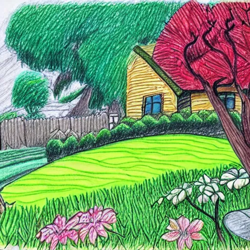 Easy flower garden drawing - YouTube