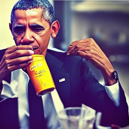 Image similar to “Obama drinking way too much hot sauce, 4k hdr realistic no artifacts”