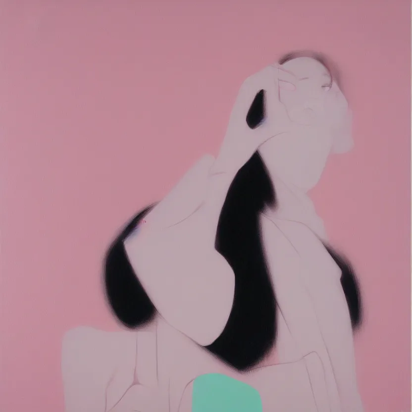 Prompt: neo - pop fine art figurative painting with modern western youth pop culture influences by yoshitomo nara in an aesthetically pleasing natural and pastel color tones