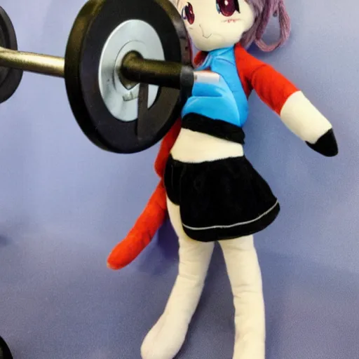 Prompt: cute fumo plush of a girl who lifts on a regular basis, exercise, anime girl