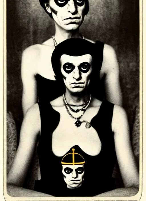 Prompt: the emperor tarot card, diane arbus portrait photography