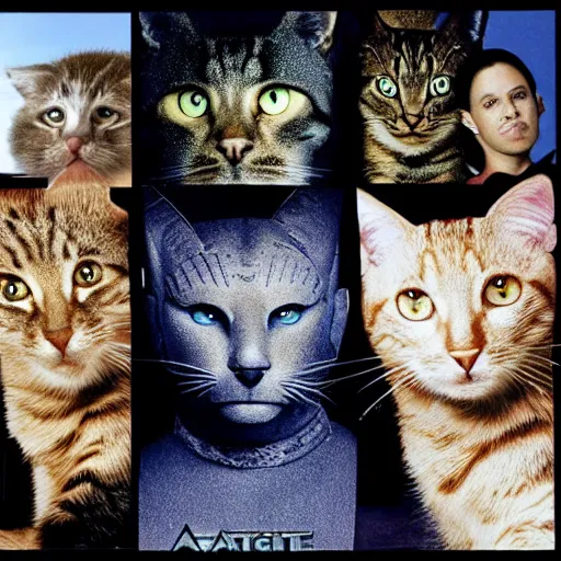 Image similar to stargate sg 1, but the team are cats