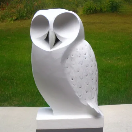 Image similar to cubist sculpture of a white owl black on white