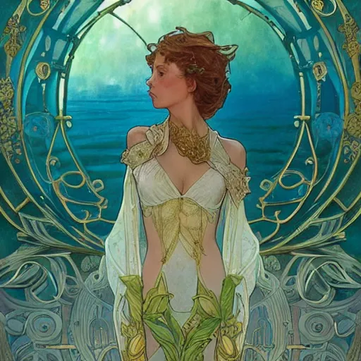 Image similar to the island boys | highly detailed | very intricate | art nouveau | gold filigree | romantic storybook fantasy | soft cinematic lighting | award - winning | disney watercolor illustration by mandy jurgens and alphonse mucha and alena aenami | pastel color palette | featured on artstation