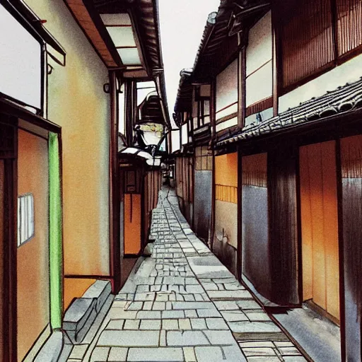 Image similar to walking the old streets of kyoto by rumiko takahashi