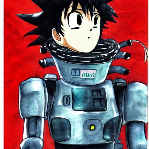 Image similar to a robot face, anime style, akira style, watercolors