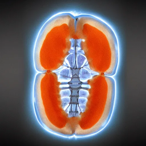 Image similar to x - ray of an orange that has bones inside of it