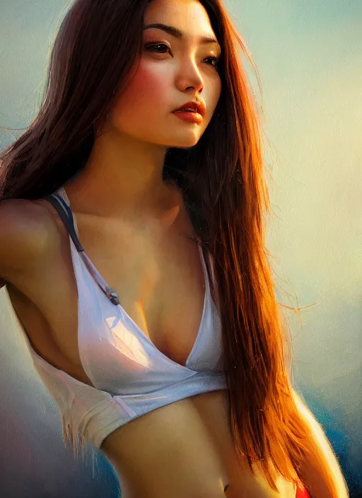 Image similar to high angle photo of a gorgeous young woman in the style of stefan kostic, realistic, 1 / 2 body shot, 8 5 mm art lens, f 1. 2, sharp focus, 8 k high definition, insanely detailed, intricate, elegant, art by stanley lau and artgerm