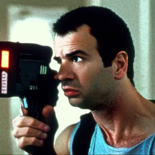 Prompt: “a still of Nathan Fielder as John McClane in Die Hard (1988)”