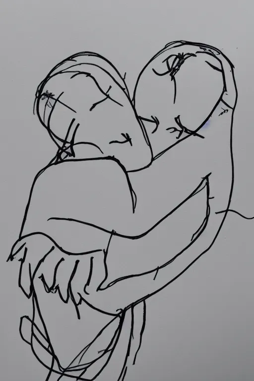 Prompt: Continuous one line drawing of a couple in love