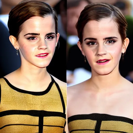 Image similar to emma watson but her skin is avocado