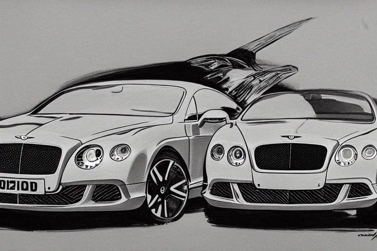 Image similar to Bentley Continental GT, drawing with black helium handle