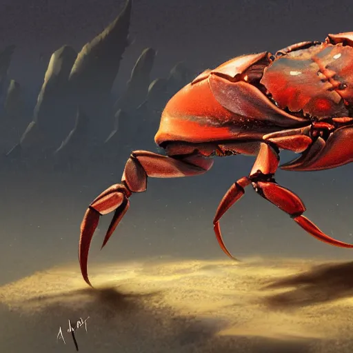 Prompt: a detailed illustration of a crab monster, art station, Flickr, concept art