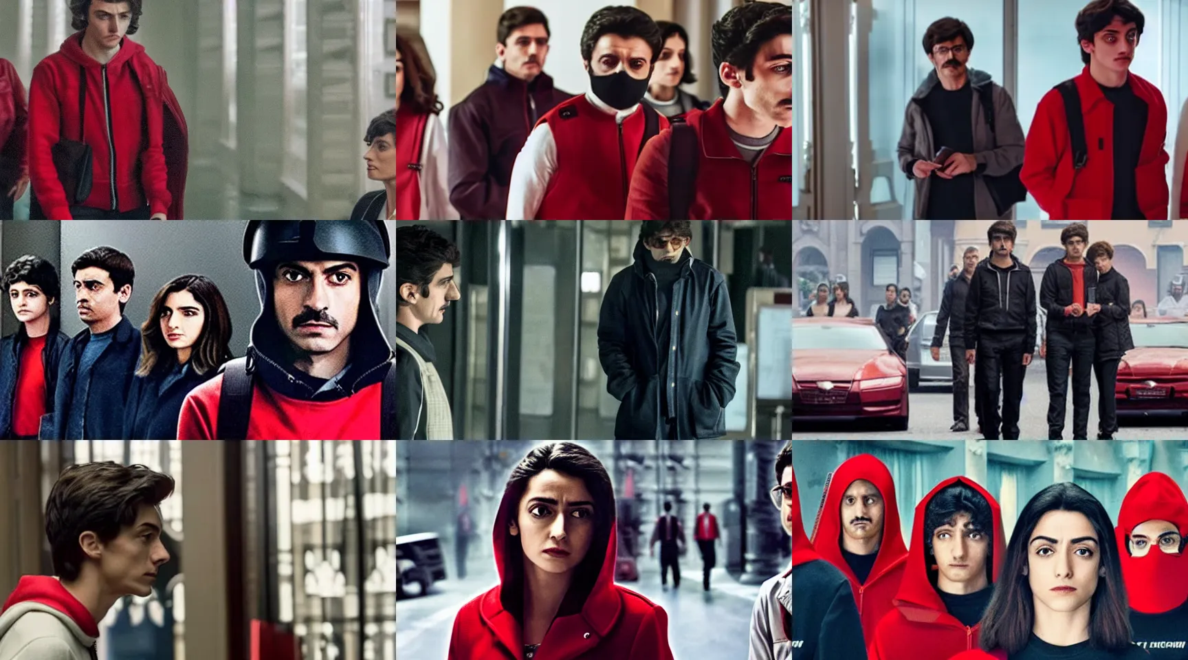 Image similar to a scene from money heist