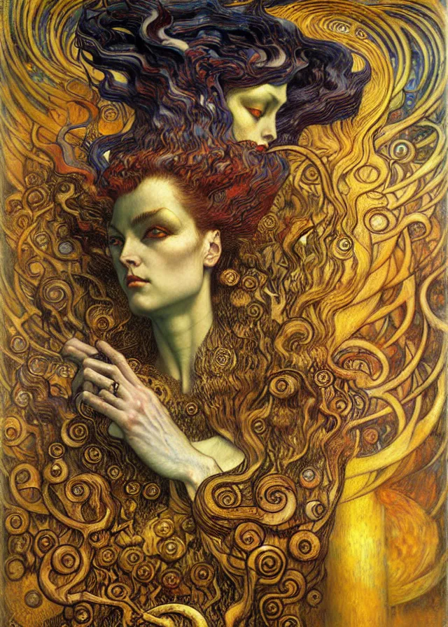 Image similar to Divine Chaos Engine by Karol Bak, Jean Delville, William Blake, Gustav Klimt, and Vincent Van Gogh, symbolist, visionary