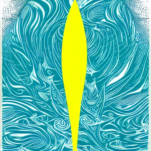 Prompt: tattoo sketch of a ocean, for leg. on a yellow canva, ornamental, line art, vector,