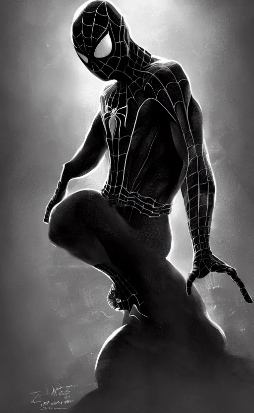 Image similar to spiderman noir, dynamic lighting, photorealistic fantasy concept art, trending on art station, stunning visuals, creative, cinematic, ultra detailed