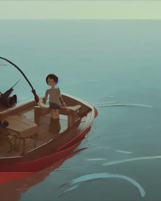 Image similar to a boat made of red stone, deep water, cory loftis, james gilleard, atey ghailan, makoto shinkai, goro fujita, studio ghibli, rim light, exquisite lighting, clear focus, very coherent, plain background, soft painting