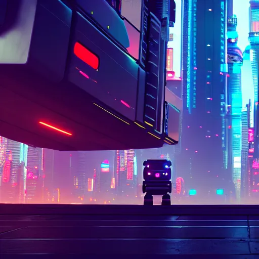 Prompt: a cute big robots life in cyberpunk city. super realistic 8 k render of a elegant, cinematic composition