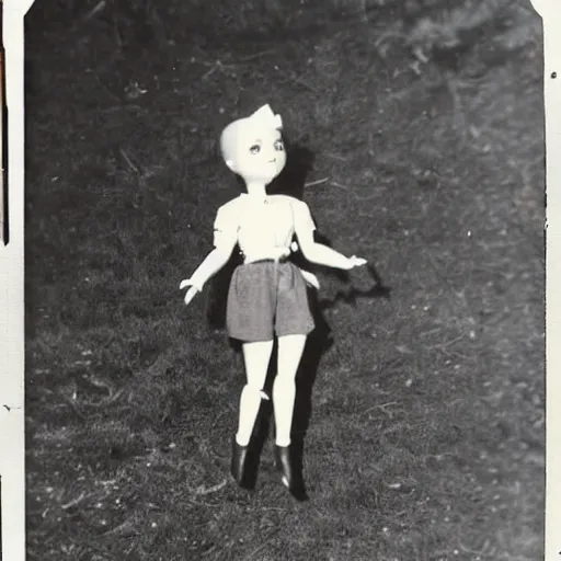 Image similar to 1 9 5 0 s, creepy dolls jumping towards viewer, horror, lost photograph, forgotten, polaroid,