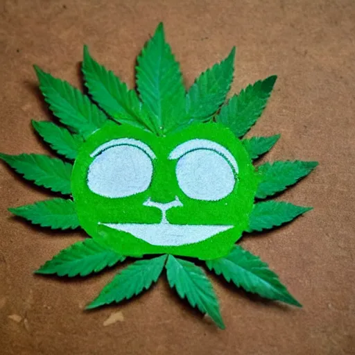 Image similar to the green man but made of cannabis leaves