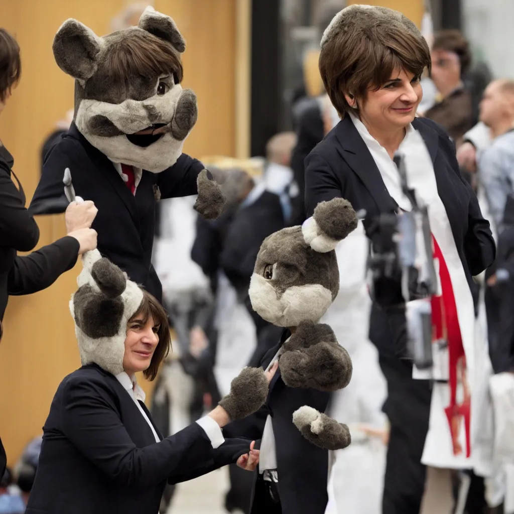 Prompt: Lilianne Ploumen in a fursuit