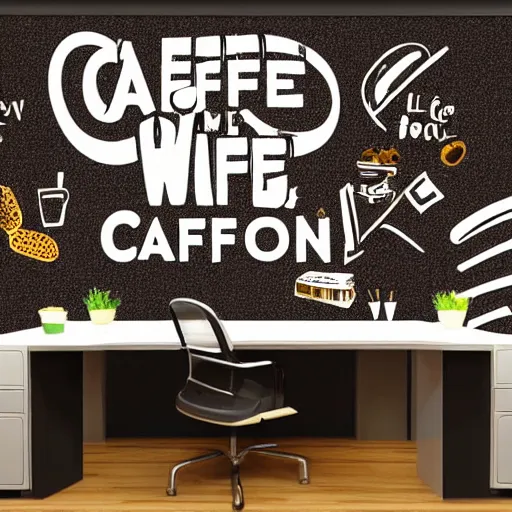 Image similar to artstation office mural for cafe - w 1 0 2 4