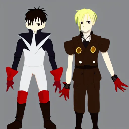 Image similar to vector style, full metal alchemist al and alphons