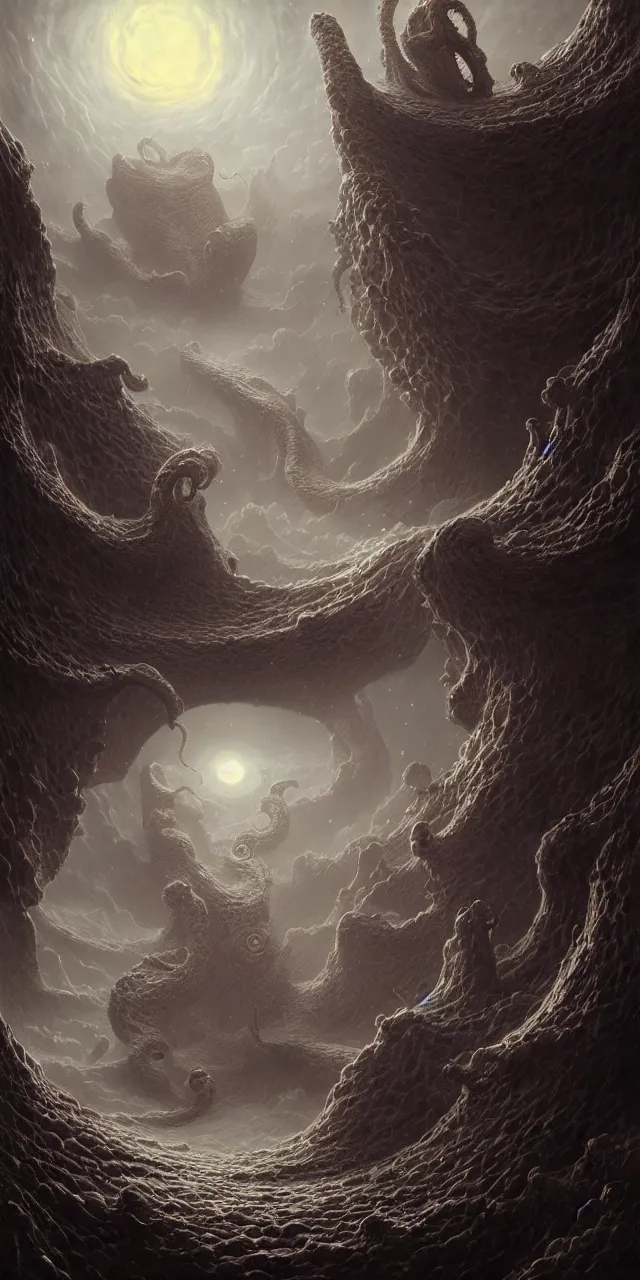 Prompt: matte painting, polycount, surrealism, surrealist, lovecraftian, cosmic horror, high detail