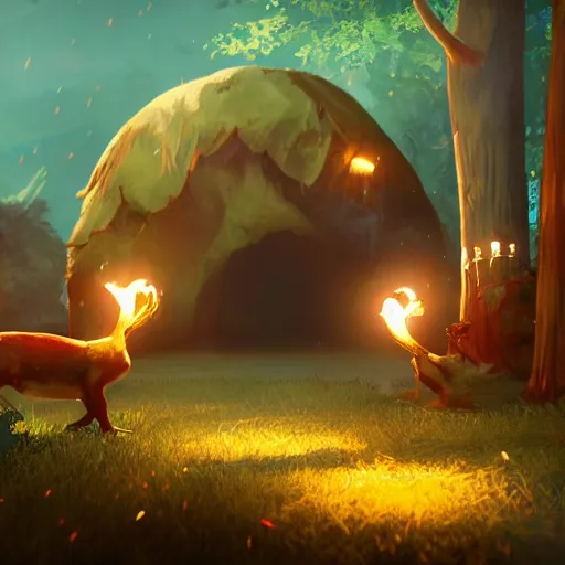 Prompt: happy creature fun video game cosy atmosphere beautifully lit unreal engine