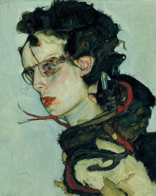 Prompt: portrait of a gpu by greg rutkowski in the style of egon schiele