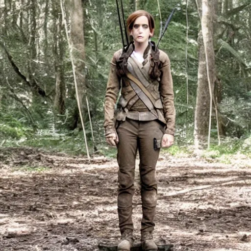 Prompt: still of emma watson in the hunger games