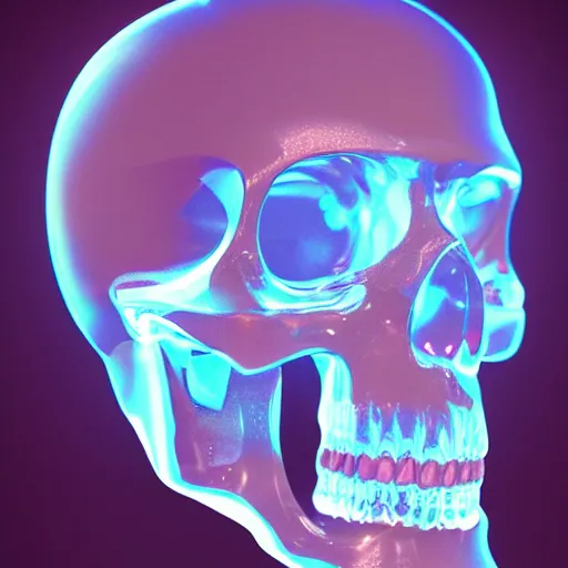 Prompt: refractive, transparent, translucent, crystal skull full of luminescent liquids in a dark hood, shards of crystal, by charlie bowater, isometric, chroma colors, rear lighting, 8 k, polygon, polygonal, three - quarter view, paradox, screen space global illumination, volumetric light, transparent, liquid crystal, ray tracing reflections