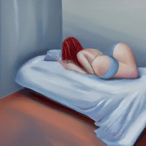 Image similar to painting about feeling alone in bed