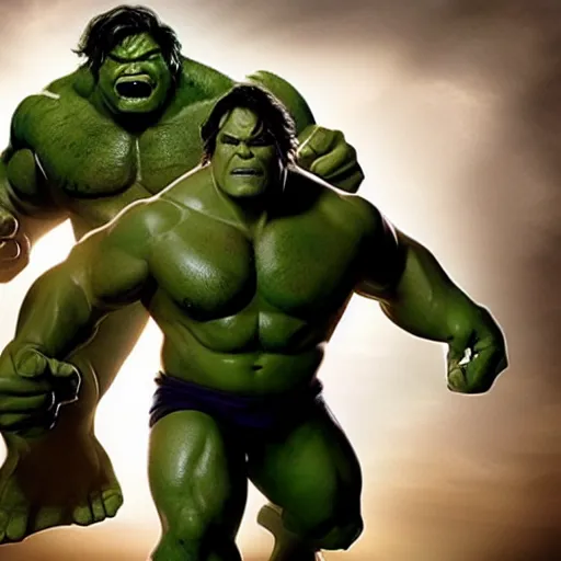 Prompt: jack black as the incredible hulk, movie still, action pose,
