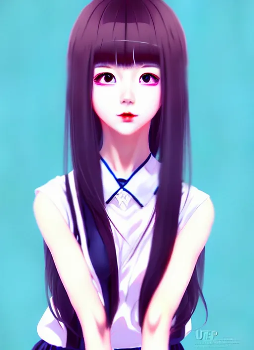 Image similar to ulzzang korean girl portrait, ilya kuvshinov, anime, pixiv top monthly, trending on artstation, cinematic, danbooru, zerochan art, kyoto animation