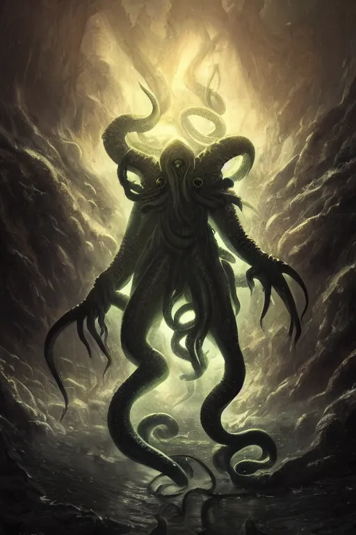 Prompt: cthulhu, storm, digital art, magic the gathering, mtg, by greg rutkowski, trending on artstation