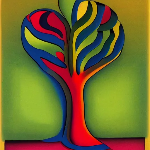 Image similar to cubist artwork of a tree, in the style of Salvador Dalí