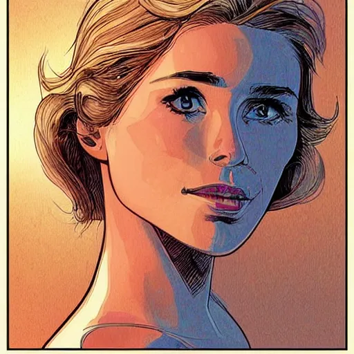 Prompt: “ elsa pataky retro minimalist portrait by jean giraud, moebius starwatcher comic, 8 k ”