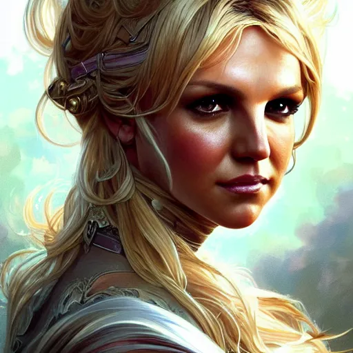 Prompt: beautiful britney spears, western, closeup, d & d, fantasy, intricate, elegant, highly detailed, digital painting, artstation, concept art, matte, sharp focus, illustration, art by artgerm and greg rutkowski and alphonse mucha