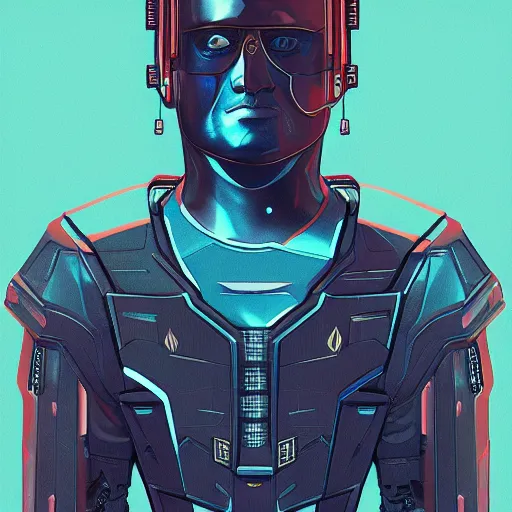 Prompt: cyberpunk william the silent as the leader of a futuristic communist society, cybernetics, sharp lines, digital, artstation, colored in