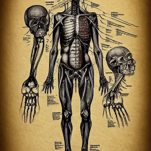 Prompt: “ anatomical drawing of a zombie by leonardo divinci ”