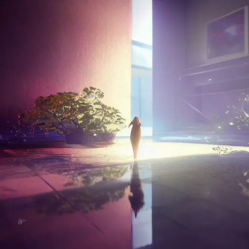 Image similar to hyper realistic render of a lucid dream, unreal engine, blender, artstation, raytracing, award winning