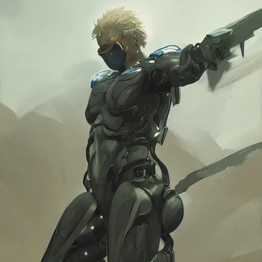 Image similar to Raiden Metal Gear Solid Revengeance,Greg rutkowski, Trending artstation, cinematográfica, digital Art