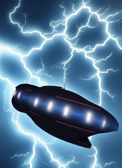 Image similar to spaceship made of electric storm and storm clouds