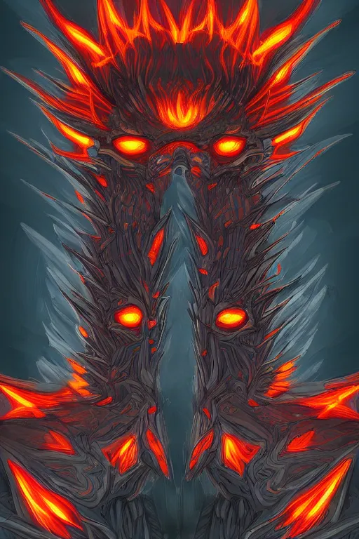 Image similar to fire monster, symmetrical, highly detailed, digital art, sharp focus, trending on art station, anime art style