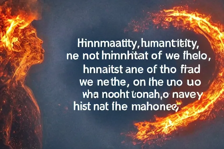 Prompt: humanity: we do not chose who we are, we are but one shade of all living things, life is fire, together we consume free energy until there is no more