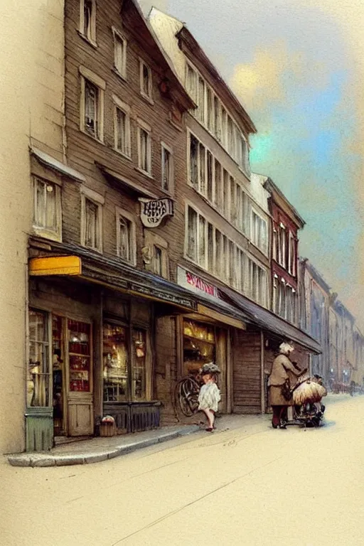 Prompt: (((((1950s small town mainstreet. muted colors.))))) by Jean-Baptiste Monge !!!!!!!!!!!!!!!!!!!!!!!!!!!