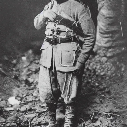 Image similar to Kurdish soldier wearing Kurdish clothes, ww1 trench, war photo, award winning photo